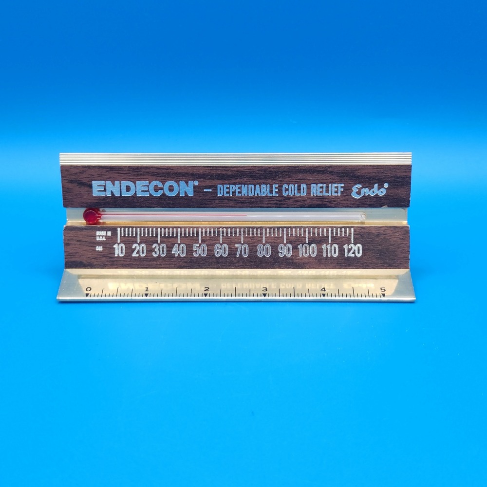 Vintage Endecon Advertisement Promo Desk Thermometer Ruler